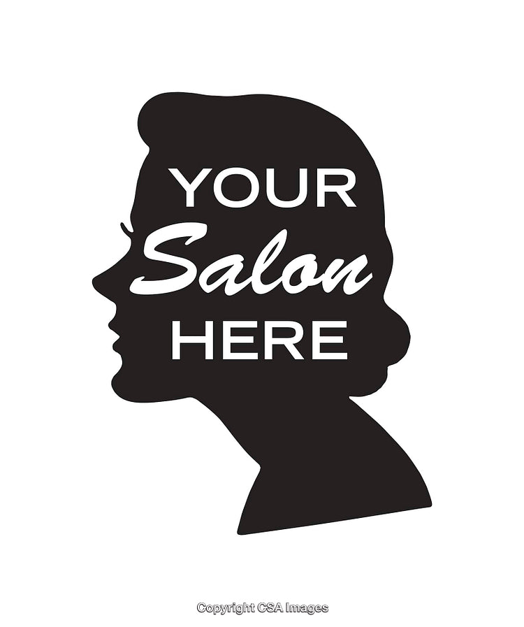 Silhouette of a Woman Featuring Placeholder Text for Custom Salon Branding