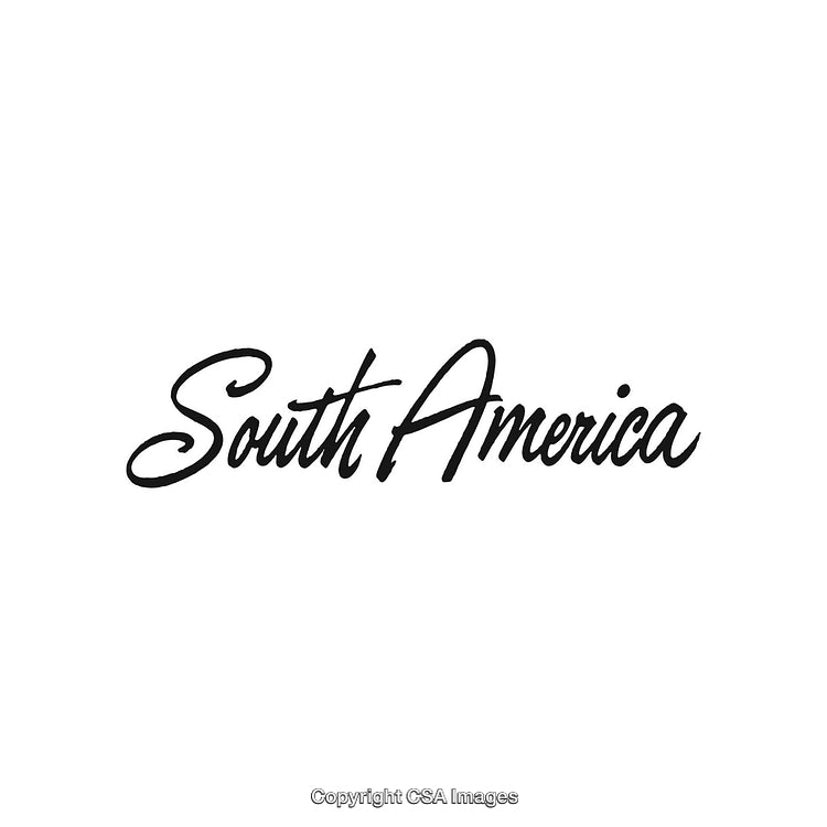 Elegant Handwritten South America Text Design in Black on White Background