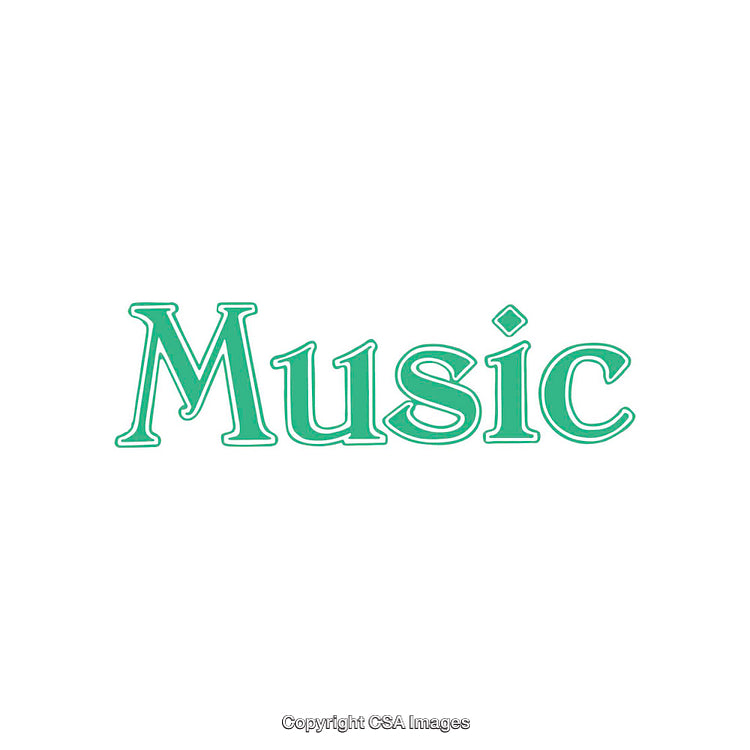Creative Green Text Illustration Featuring the Word Music on White Background