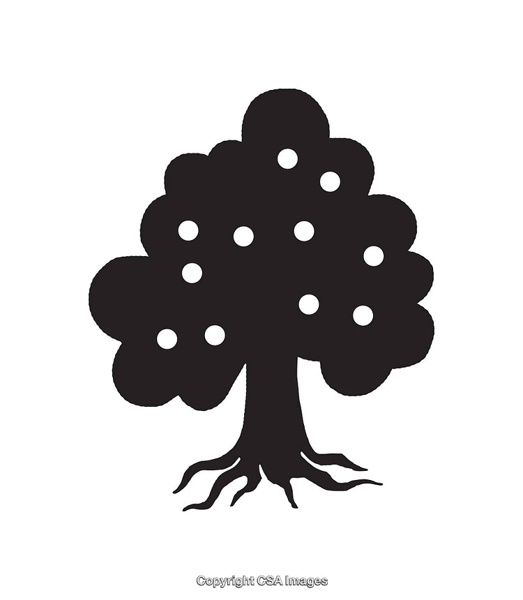 Silhouette Tree with Circles Depicting Minimalist Style Art