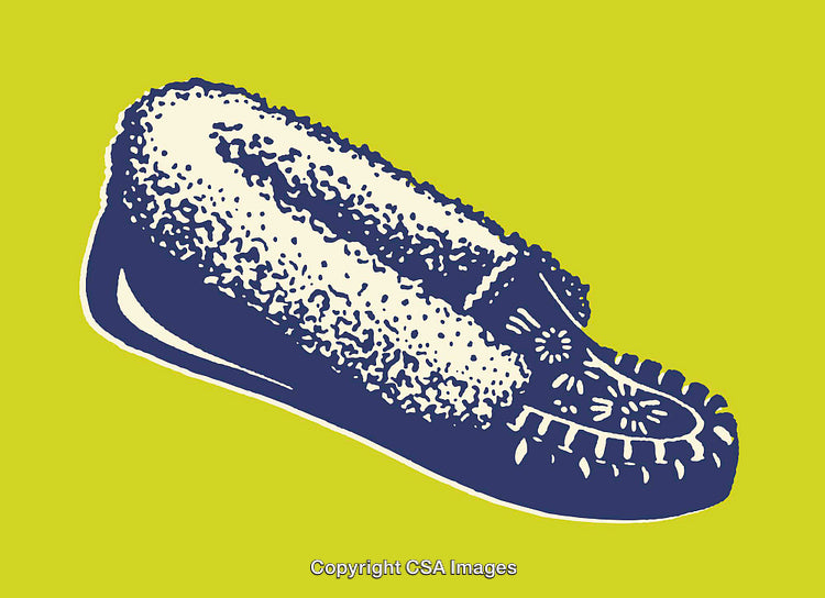 Stylized Blue-And-Yellow Moccasin Illustration on Solid Background