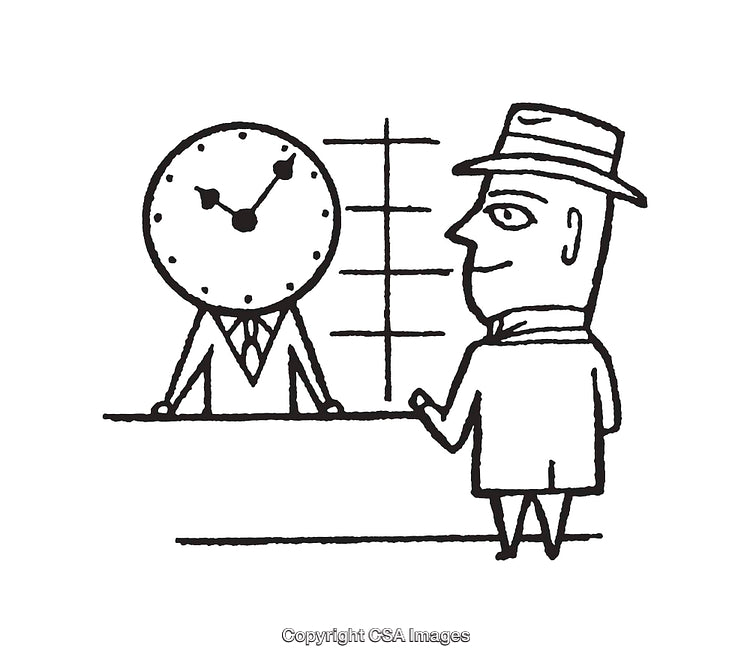 Black And White Line Art Illustration of a Surreal Human Interaction