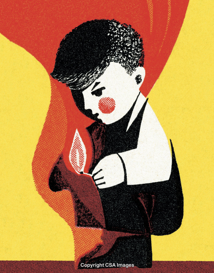 Illustration of a Boy with a Burning Flame and Bright Colors