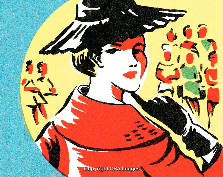 Vintage Illustration of a Stylish Woman With a Vibrant Color Palette
