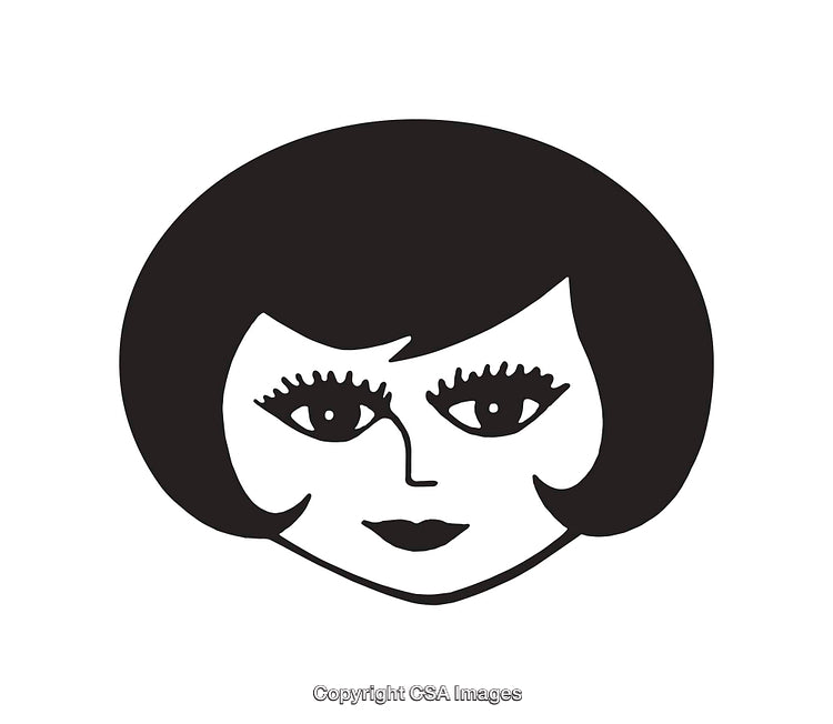 Stylized Black and White Illustration of a Woman's Face