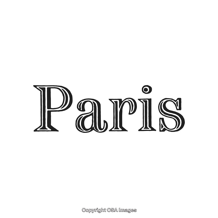 Elegant Typography of the Word Paris in Decorative Black Font
