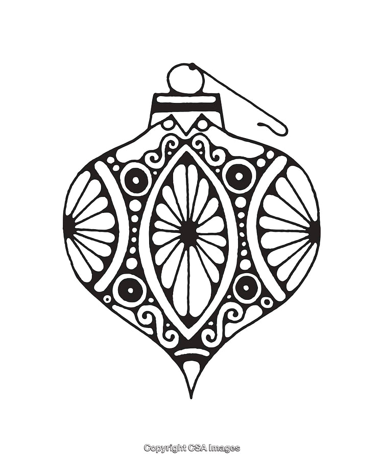 Intricate Black and White Ornament Illustration for Holiday Decoration Designs