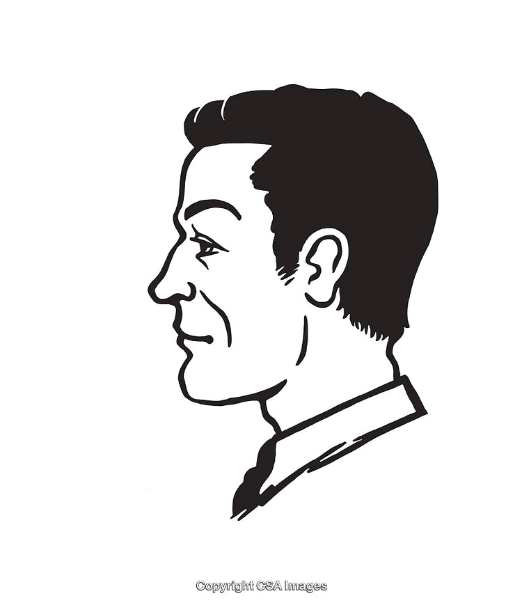 Black and White Line Art Illustration of a Man's Side Profile Portrait