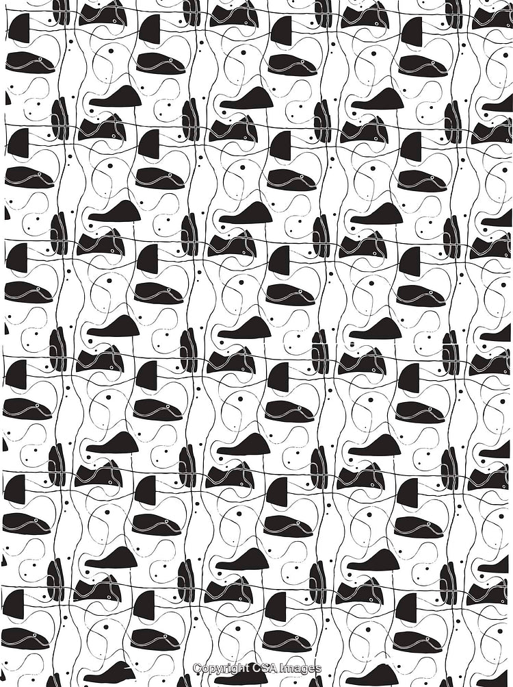 Abstract Black and White Pattern With Curved Shapes and Lines