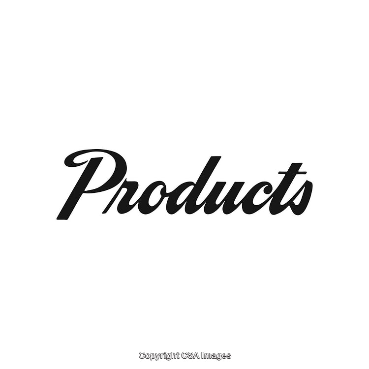 Stylish Black Script 'Products' Text on White Background