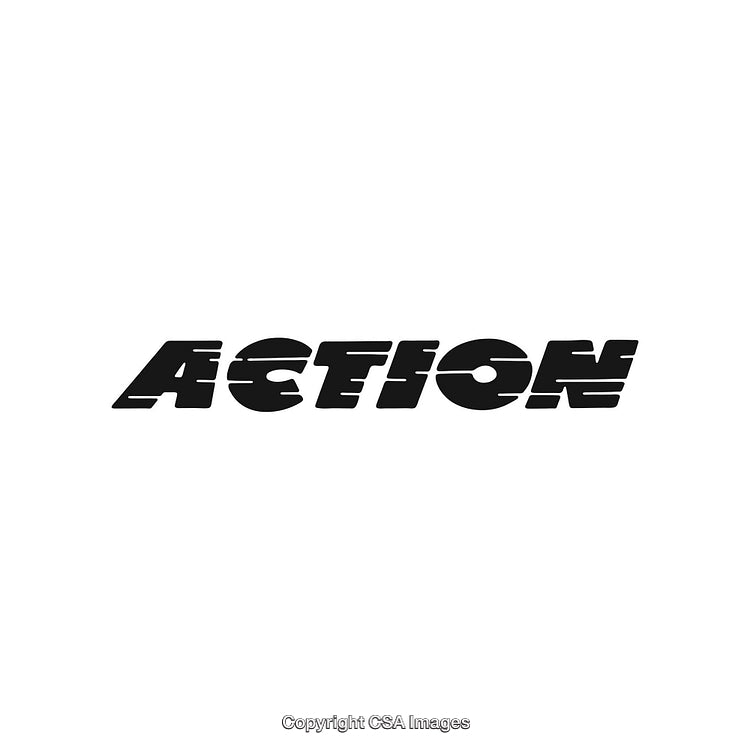 Bold Typographic Representation of the Word Action in Black on White