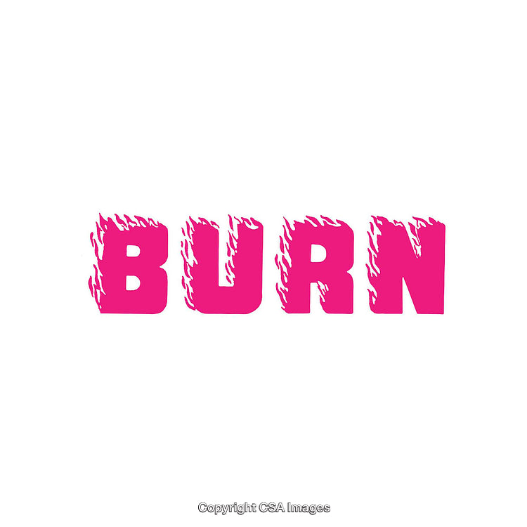 Bold Pink Burn Design with a Fiery Font Style on White Background