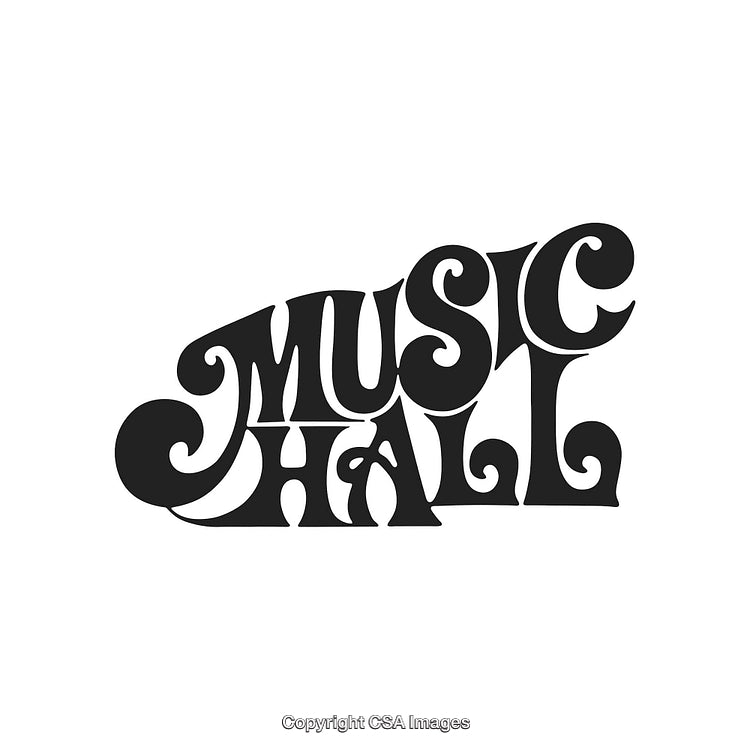 Retro Styled Music Hall Typography With Floral Inspired Font on White