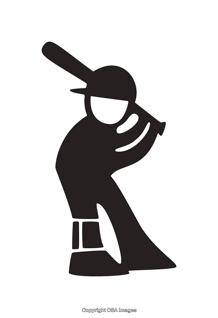 Silhouette Icon of a Baseball Player Swinging a Bat