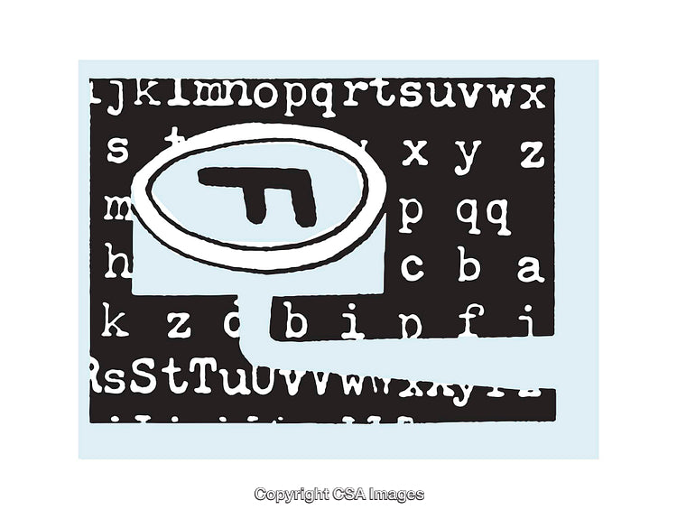 Bold Graphic Illustration with Alphabet Letters and Magnified Focus Design