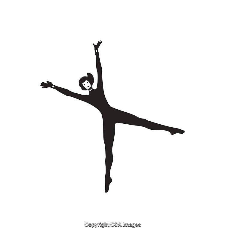 Stylized Black and White Illustration of a Dancing Figure