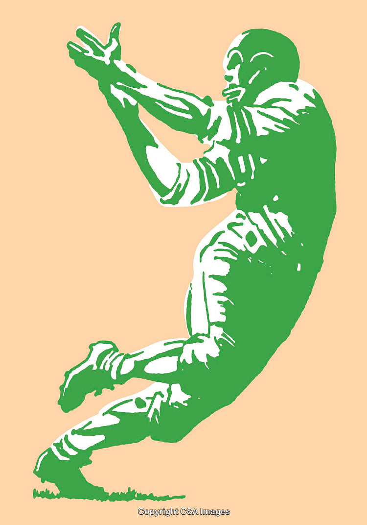 Color Illustration of a Football Player Catching a Pass Mid-Action