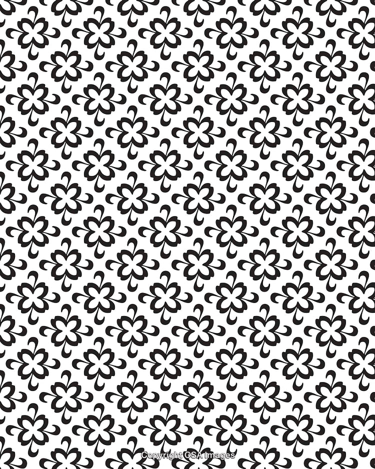 Seamless Abstract Floral Pattern in Black and White