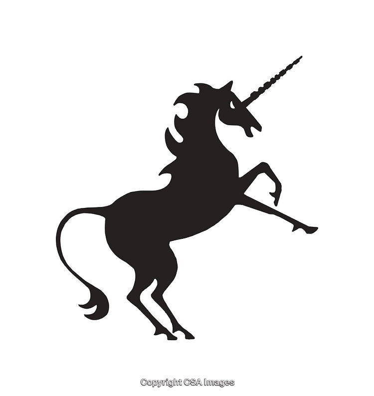 Silhouette of a Majestic Unicorn in Black and White Illustration