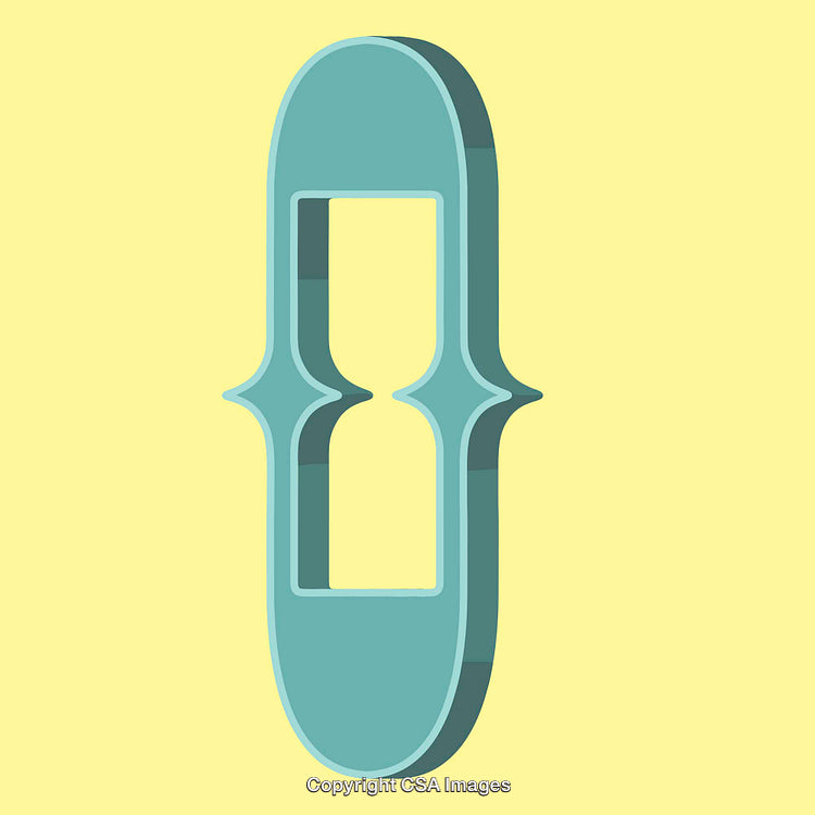 Stylized Letter O Design in Soft Blue and Yellow Tones