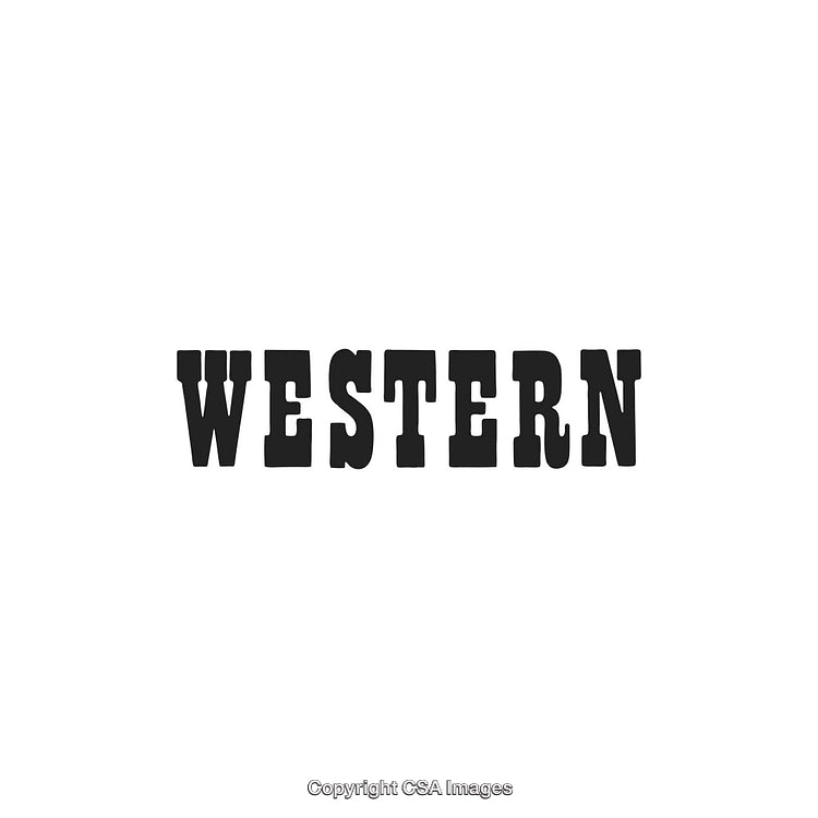 Western Style Typography Text with Rustic Bold Design on White Background