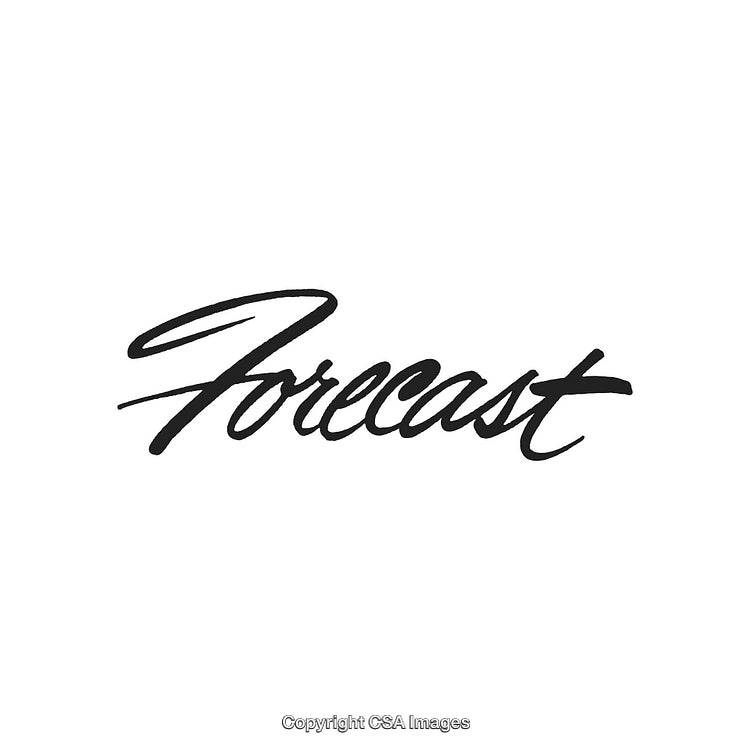 Elegant Black Handwritten Script Depicting the Word Forecast on White Background