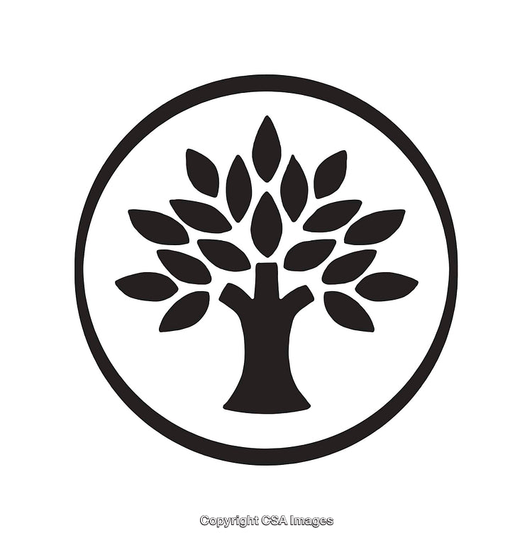 Minimalist Black and White Tree Icon in Circular Design