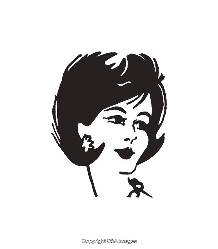 Elegant Retro Line Art Portrait of a Woman With Styled Hair