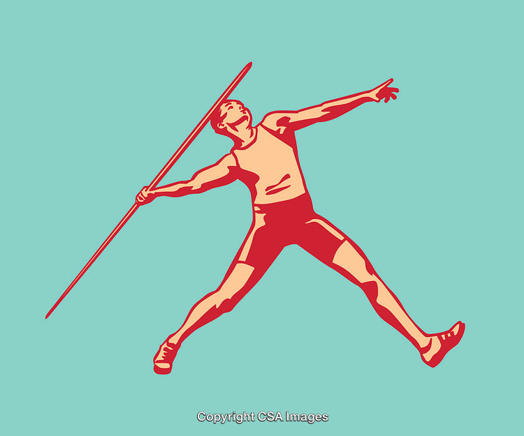 Stylized Illustration of an Athlete Performing a Javelin Throw Action