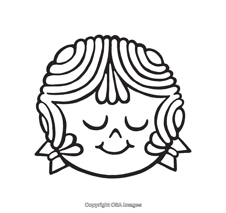 Cute Black and White Line Art Illustration of a Smiling Face
