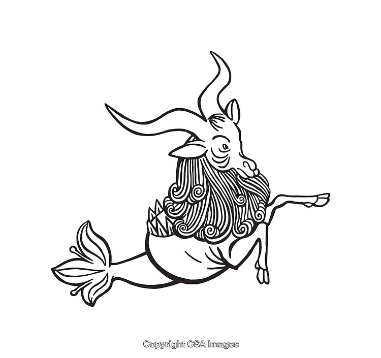 Capricorn Zodiac Symbol as Intricate Line Art Illustration Design
