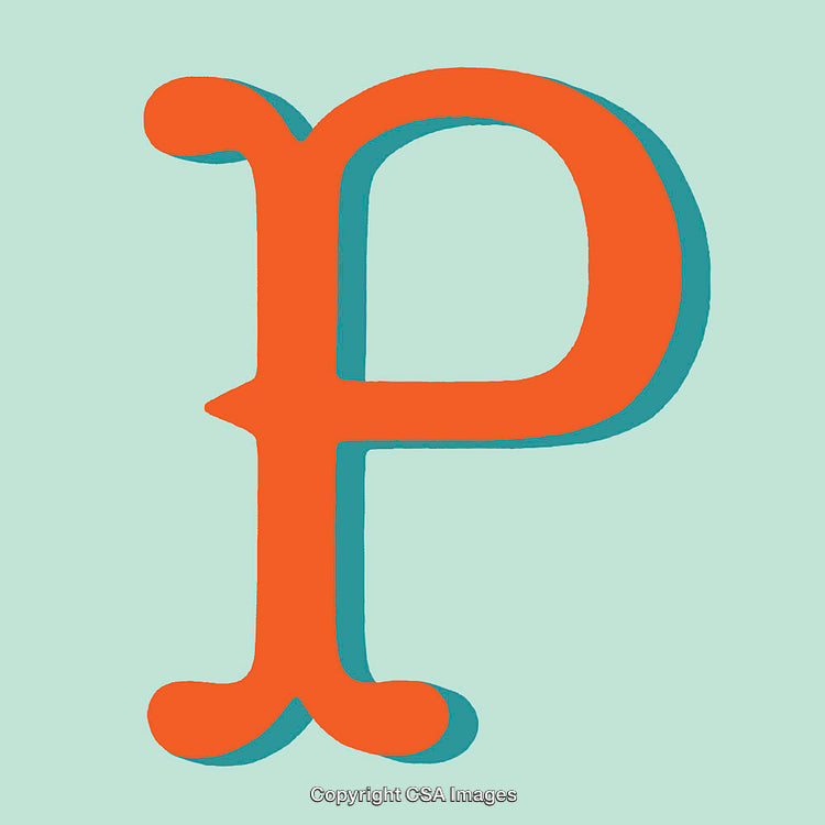Stylized Serif Letter P With Vibrant Contrasting Colors