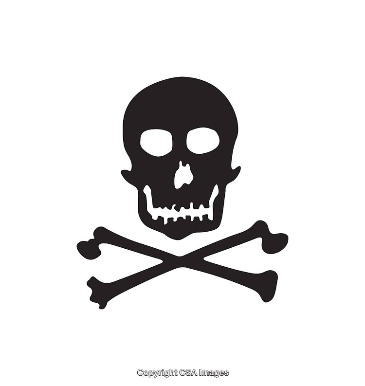 Simple Black and White Skull and Crossbones Icon With Bold Style