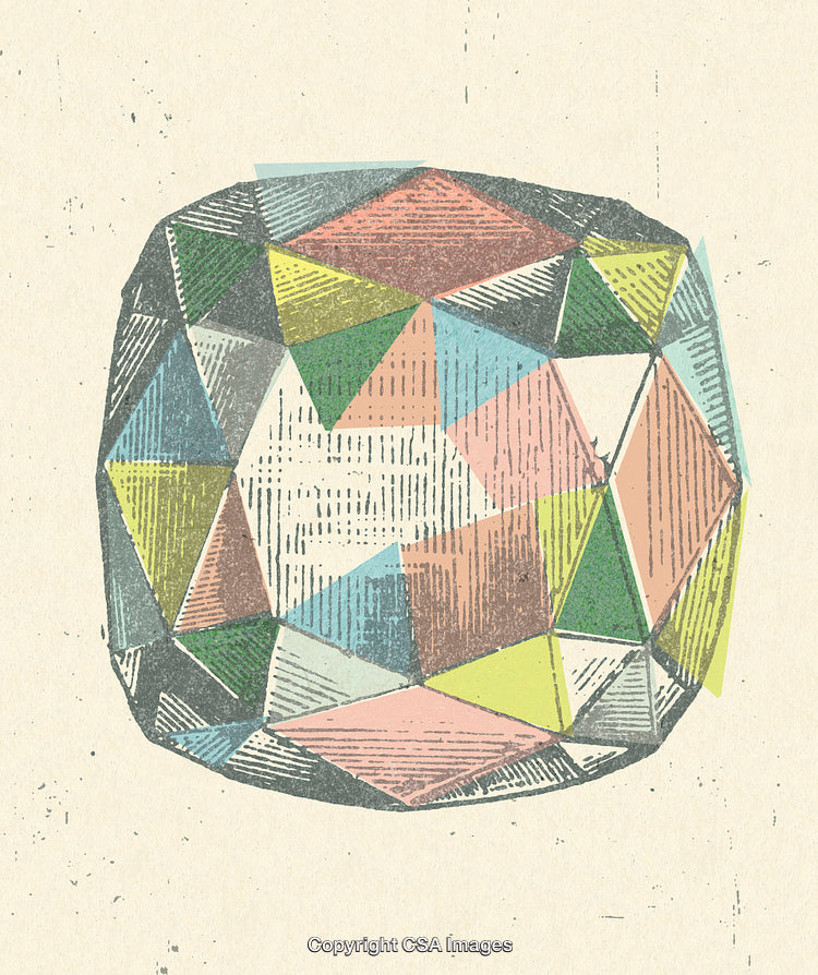 Abstract Geometric Artwork Featuring Multicolor Shapes and a Textured Background