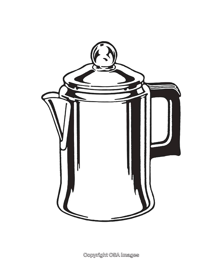 Classic Black and White Illustration of a Coffee Percolator