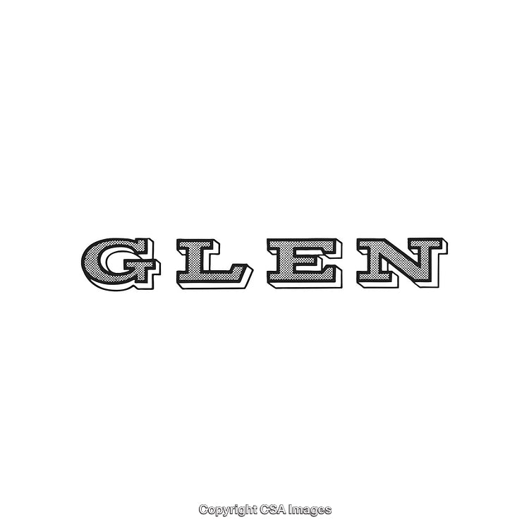 Black And White Text Graphic Spelling Glen on a Clean White Background