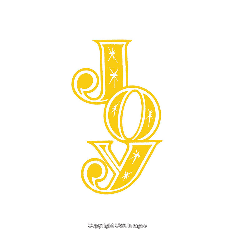 Yellow Decorative Typography of the Word Joy with Artistic Details