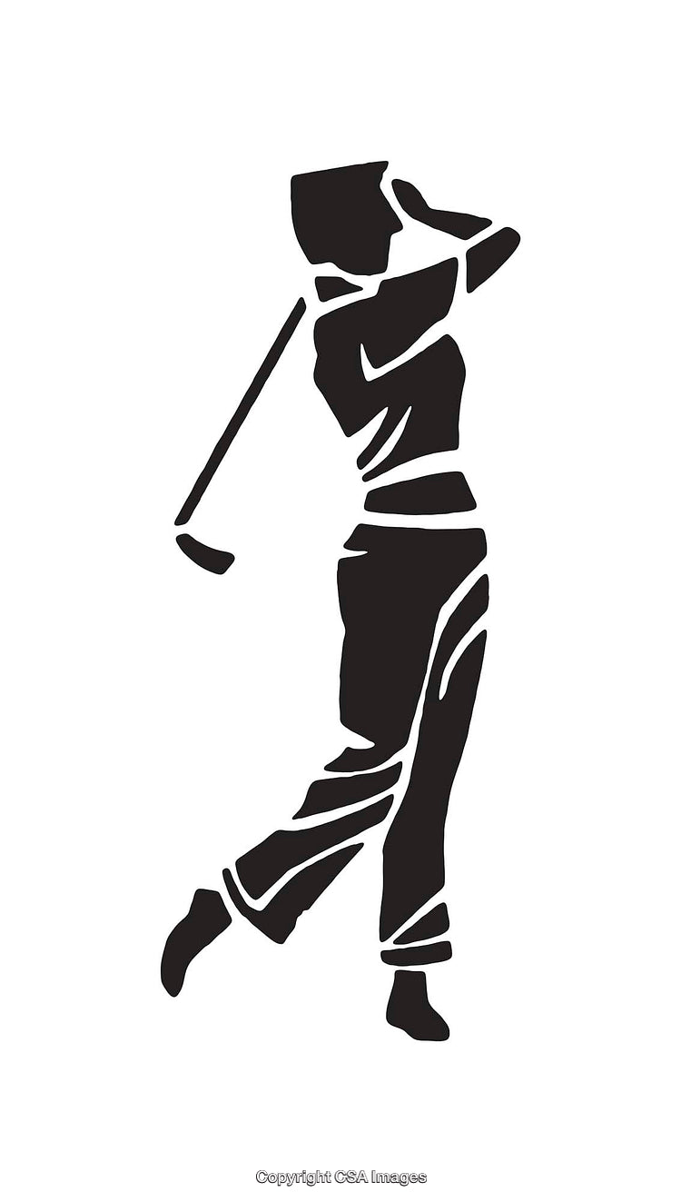 Black and White Silhouette of a Female Golfer Swinging Club