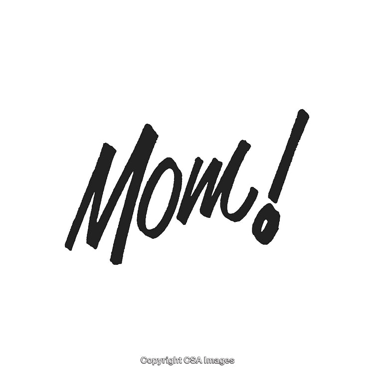 Handwritten Typography of 'Mom!' in Bold Artistic Black Lettering