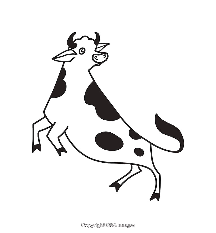 Playful Black and White Line Art of a Cow Illustration