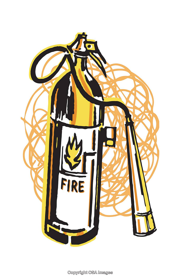 Fire Extinguisher Illustration with Bright Colors and Artistic Style