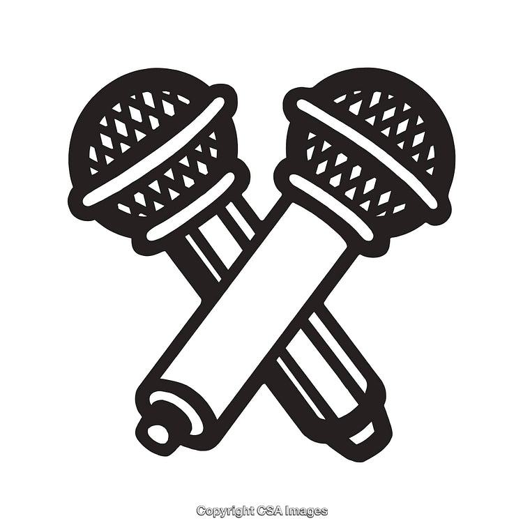 Black and White Microphone Icon with Dynamic Crossing Design
