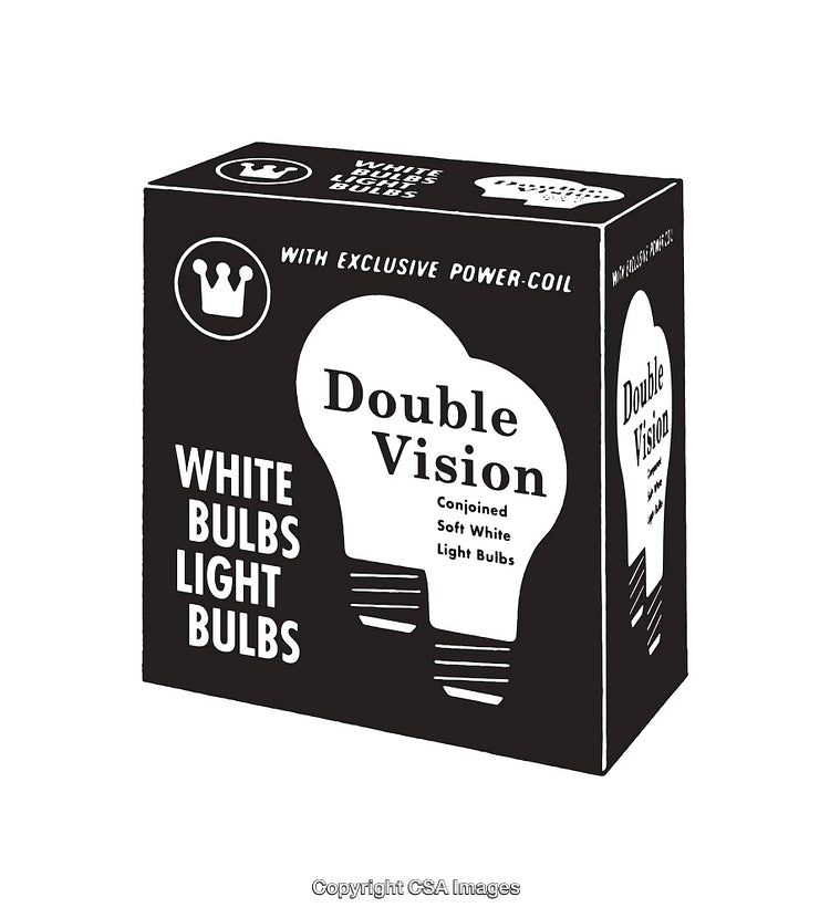 Black And White Packaging Illustration for Double Vision Light Bulbs