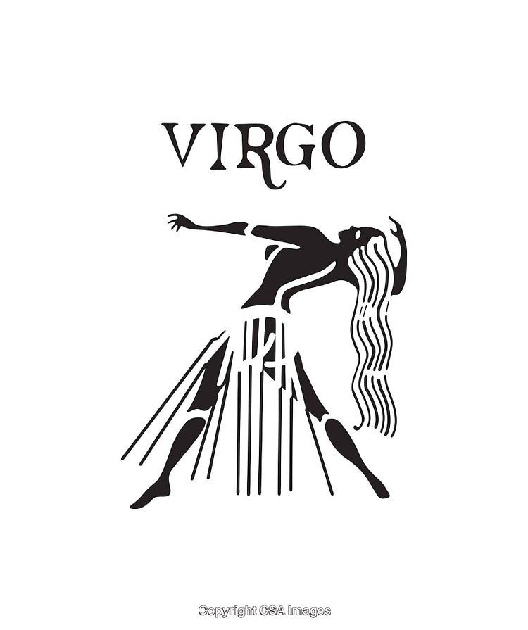 Artistic Black and White Virgo Zodiac Symbol Illustration