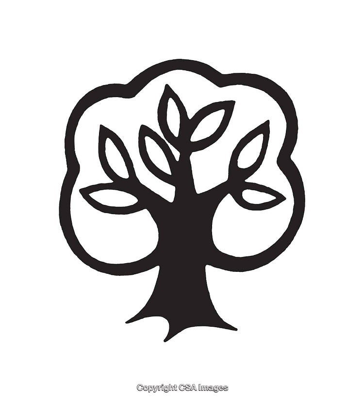 Black and White Line Art Depicting a Stylized Tree Illustration
