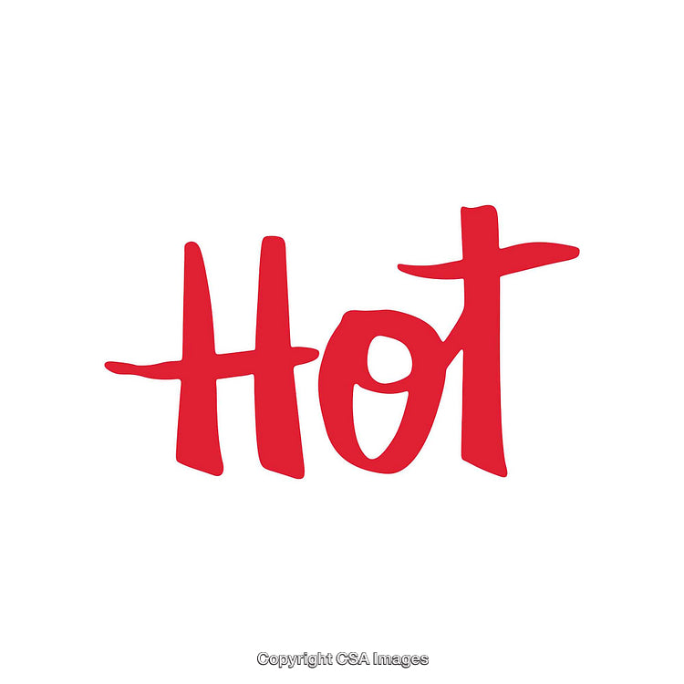 Bold Red Hot Text Design On Clean White Background
