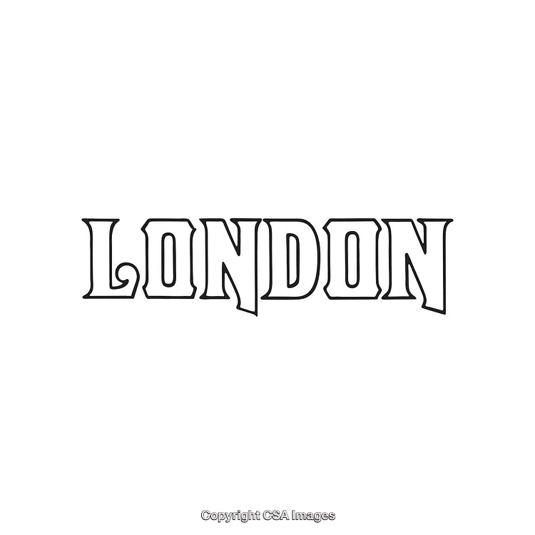 London Text in Bold Retro Typography Style on White Background