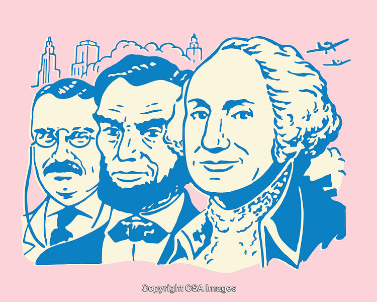 Colorful Illustration of Historical Leaders in a Stylized Art Form
