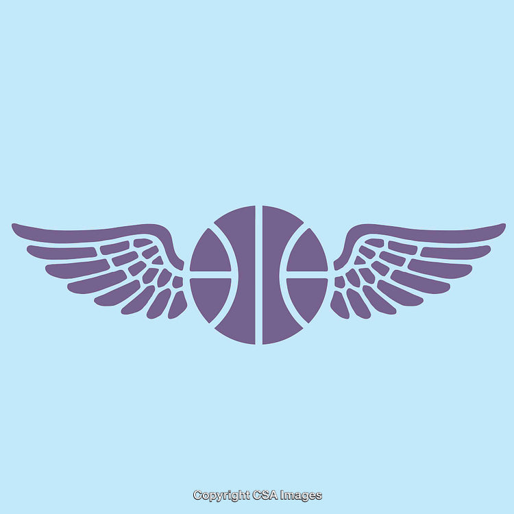 Illustration of a Basketball with Wings Featuring a Minimalist Line Art Style
