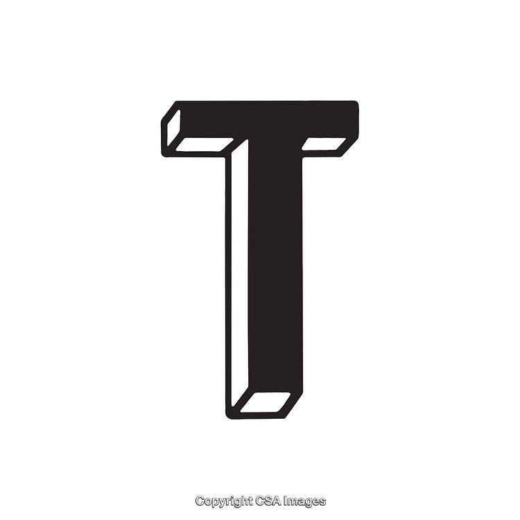 Bold Black Letter T in Geometric Perspective Design